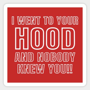I WENT TO YOUR HOOD AND NOBODY KNEW YOU!! Magnet